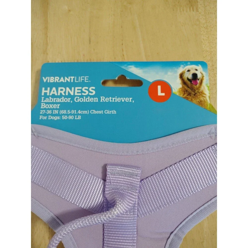 Vibrant Life Comfort Dog Harness Size Large Lavender No Pull Design New 50-90 Lb